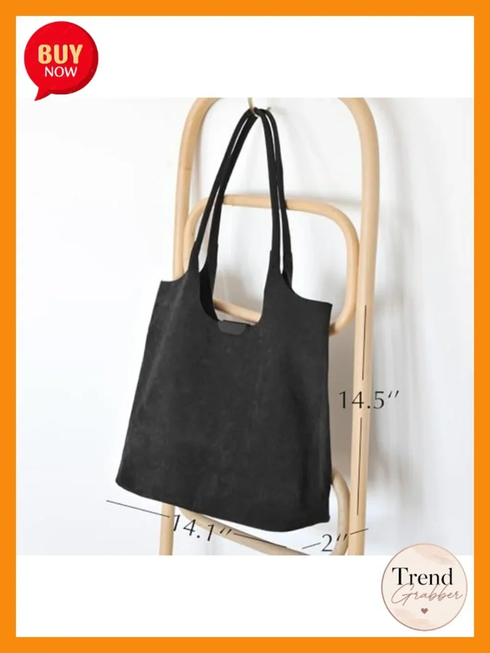 Faux Suede Tote Bag with Magnetic Closure Hobo Handbag